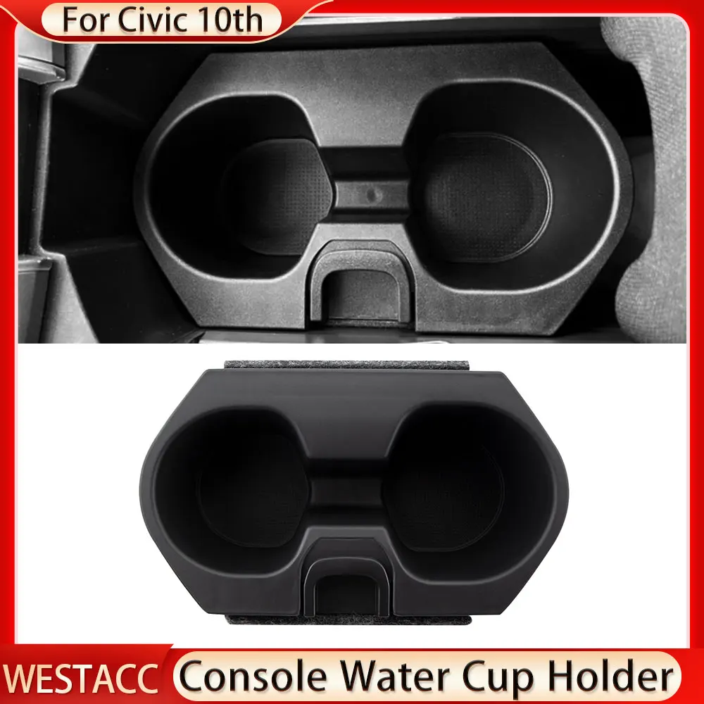 

For Honda Civic 10th Gen 2016-2021 Central Console Slot Water Cup Holder Storage Box Double USB Organizer Interior Accessories