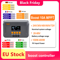 PowMr Boost 10A MPPT Solar Charge Controller suitable with 24V/36V/48V/60V/72V Gel Flooded Lead-acid LiFePO4 Battery Max PV 400W