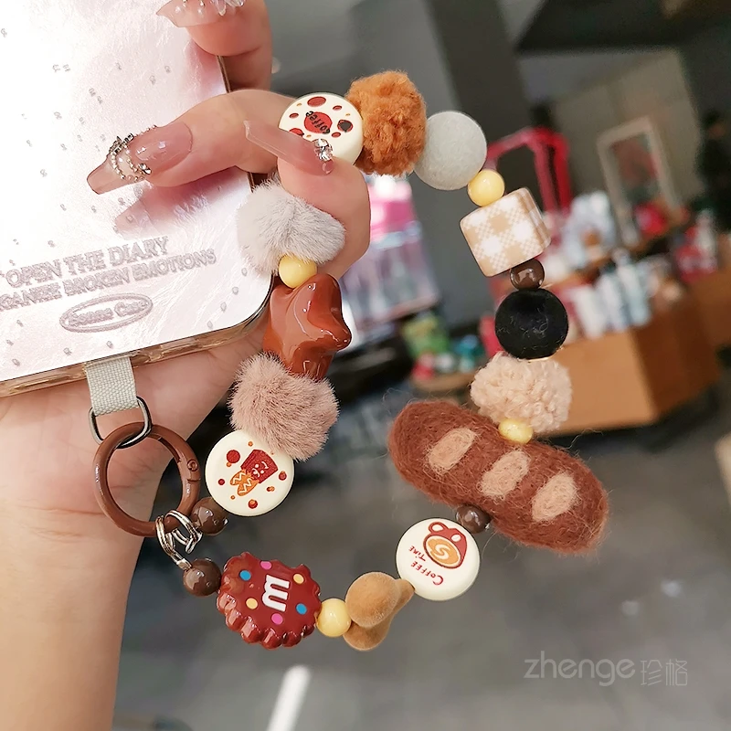 

Цепочка для мобильного телефона, женская плюшевая подвеска из бисера, уличная фотография, защита от потери, новый продукт