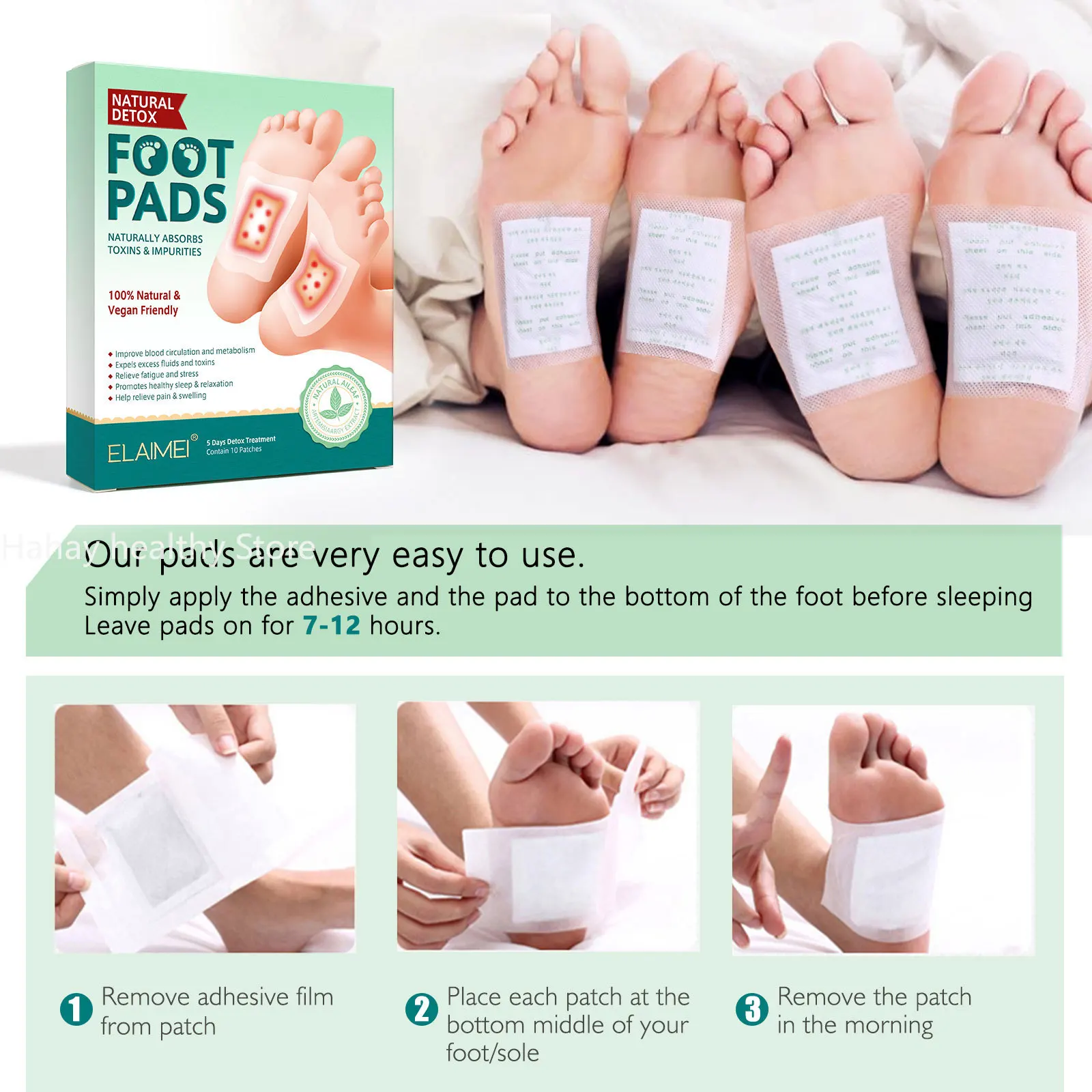 10 PCS Ginger Foot Pads Bamboo Foot Care For Healthy Body Feet Sheet Relieve Stress Improve Sleep Reducing Dysmenorrhea