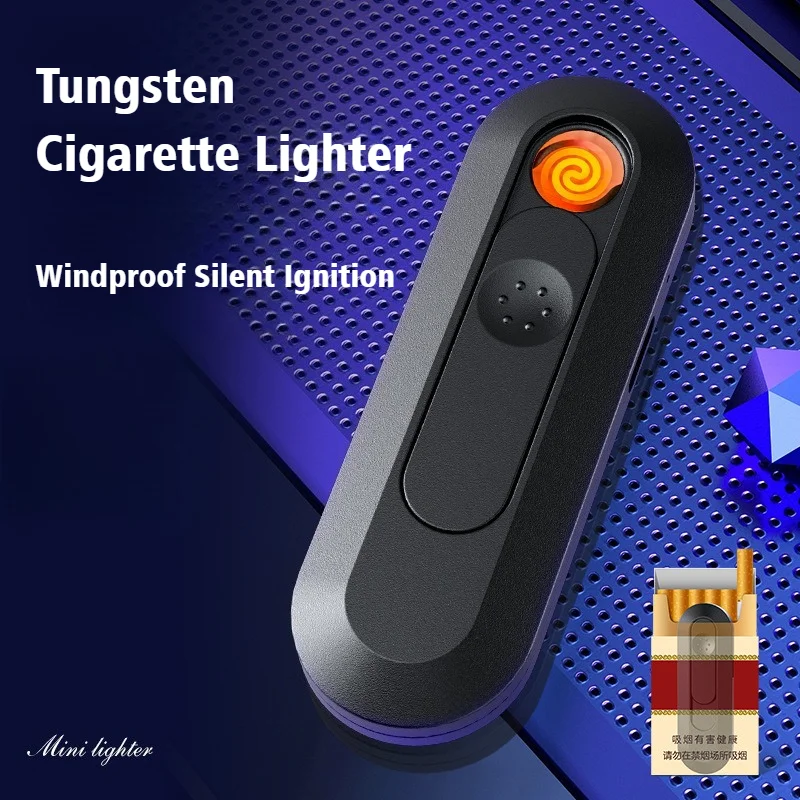 

Newest Electronic Lighter Type-C Fast Charging Tungsten Cigarette Lighters & Smoking Accessories Windproof Silent Ignition Smoke