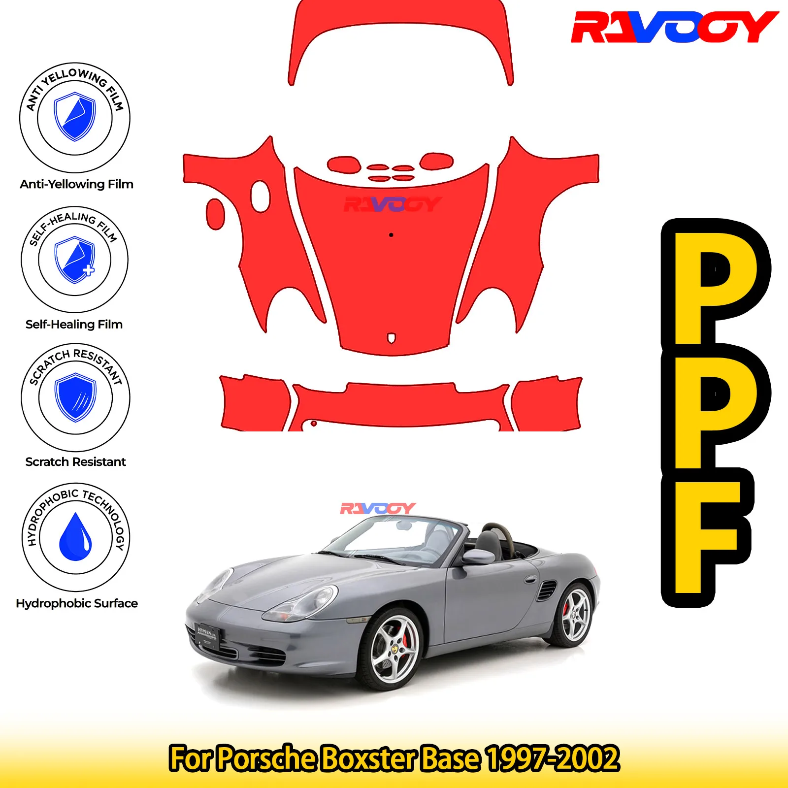 

Для Porsche Boxster Base 1997-2002 глянцевая матовая черная предварительно вырезанная передняя защитная пленка PPF Kit