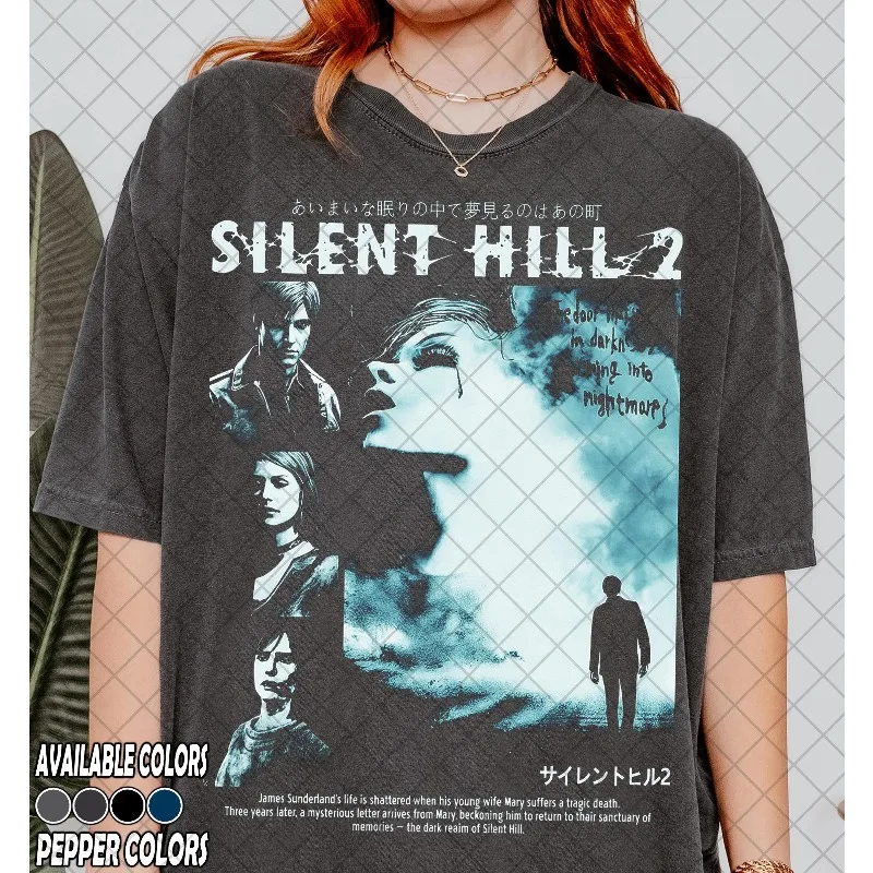 Silent Hill 2 Survival Game T-shirt, Horror Electronic Game T-shirt, Women's T-shirt, Summer New Trendy Street Casual Unisex