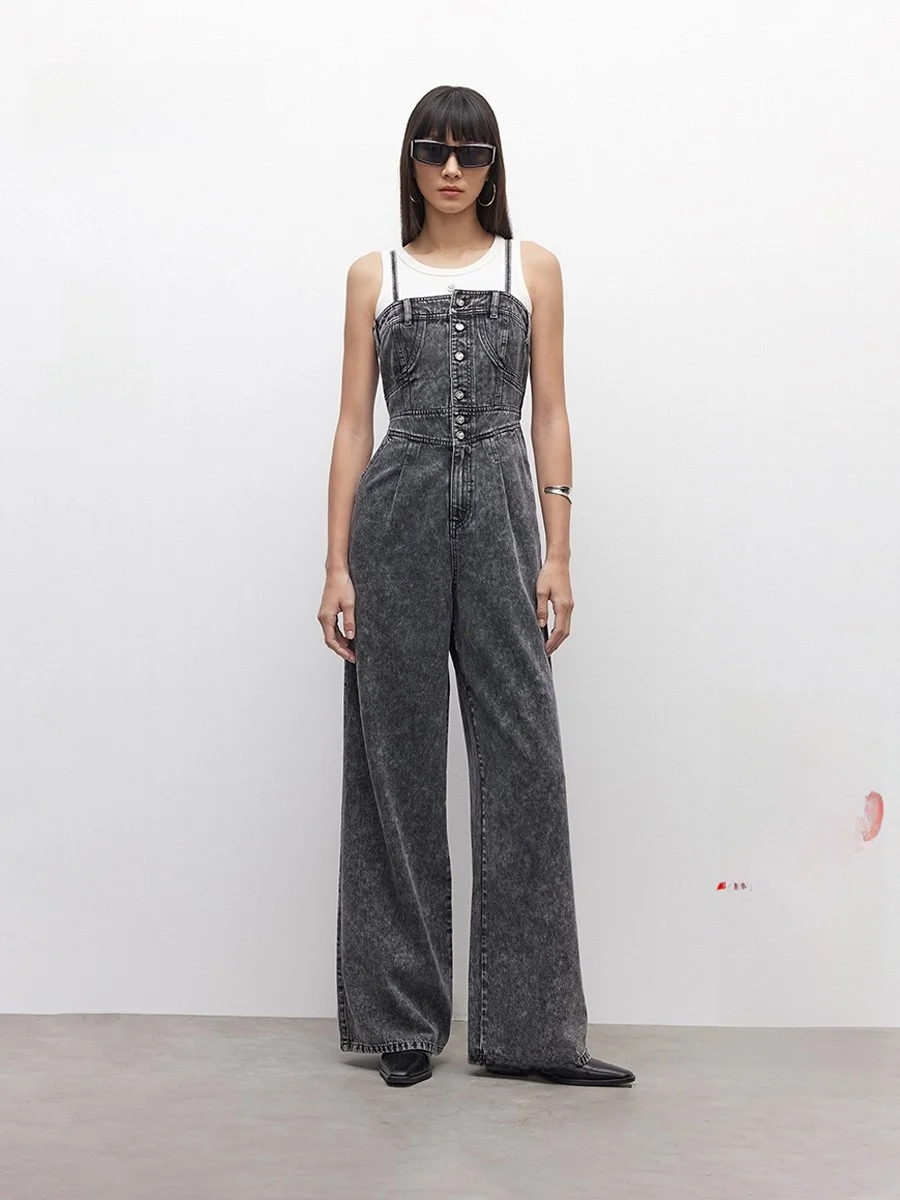 

Spring High Waist Slim Fit Elastic Strasuit Loose Wide Leg Jeans Women's Clothing Comfortable Breathable Eco Friendly