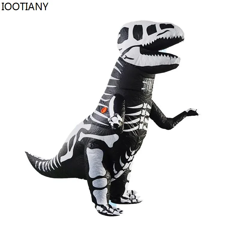 Disfraz inflable de dinosaurio para niños y adultos, traje de esqueleto de Tiranosaurio Rex, ideal para Halloween, Carnaval y fiesta de cumpleaños, novedad