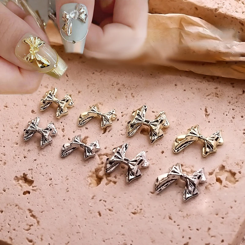 5pcs Luxury Kawaii Bow Nail Art Charms 3D Japanese Alloy Bow Tie Jewelry Nail Rhinestone Decoration DIY Accessories