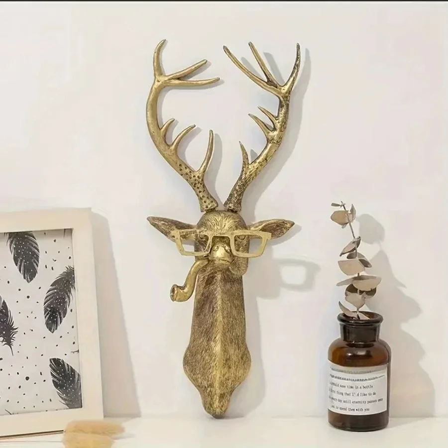 Copper-like animal pendant indoor dining room home bedroom living room decoration resin handicraft wall decoration