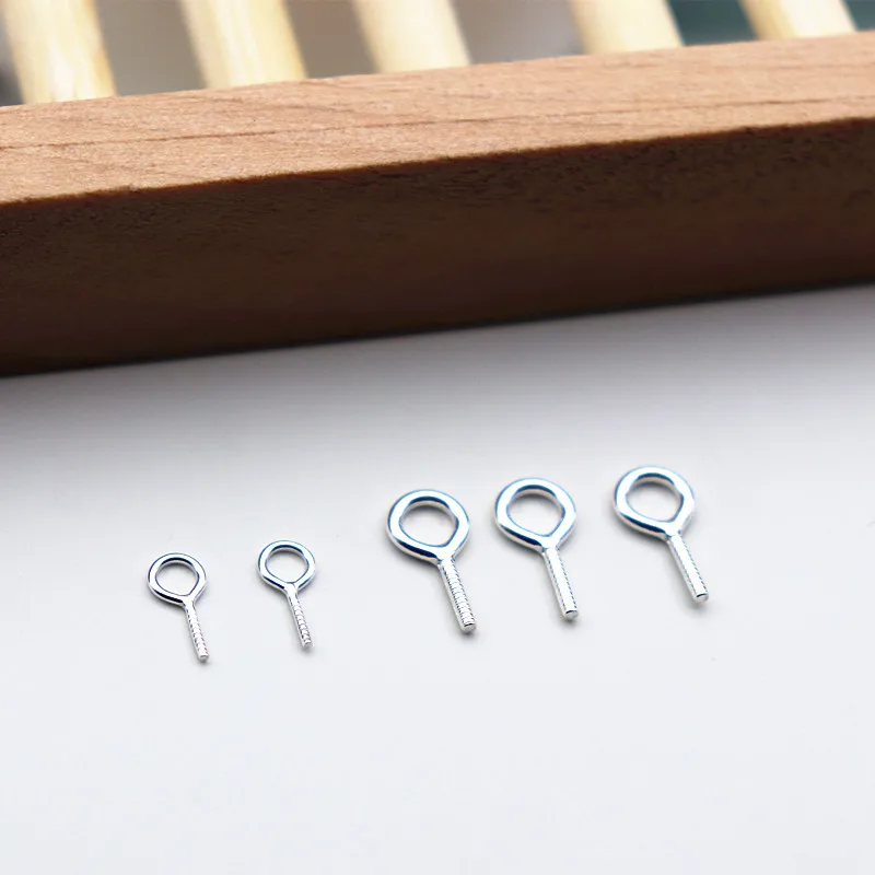 Solide 925 Sterling Silber DIY Schmuck Erkenntnisse Anhänger Bail Auge Pin Perlen Kappe Zubehör Herstellung Komponenten Liefert