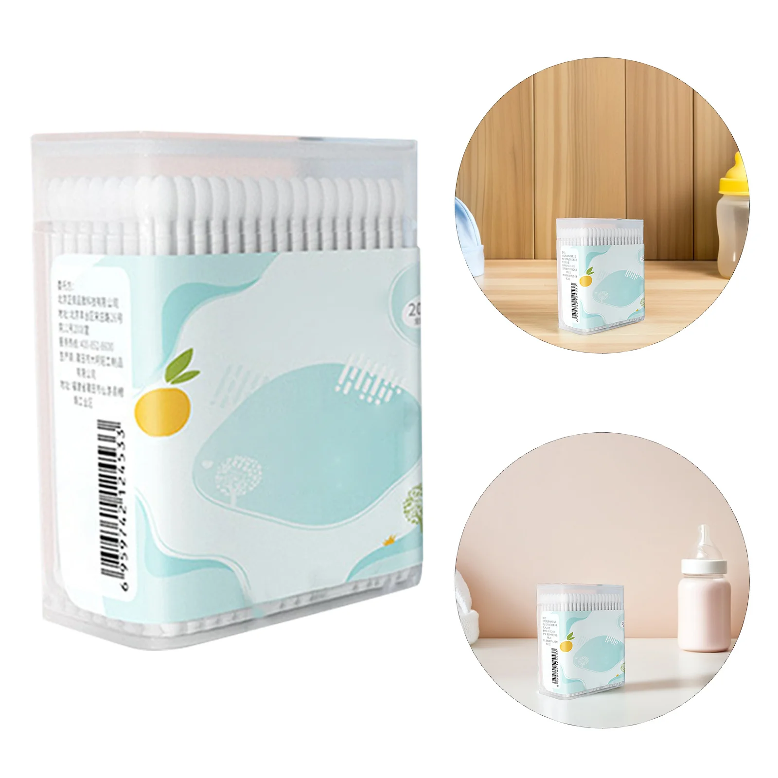 400pcs 2 Boxes Baby Cotton Swabs Shape For Ear Cleaning Double Tipped Disposable Skin Friendly Cotton Swab