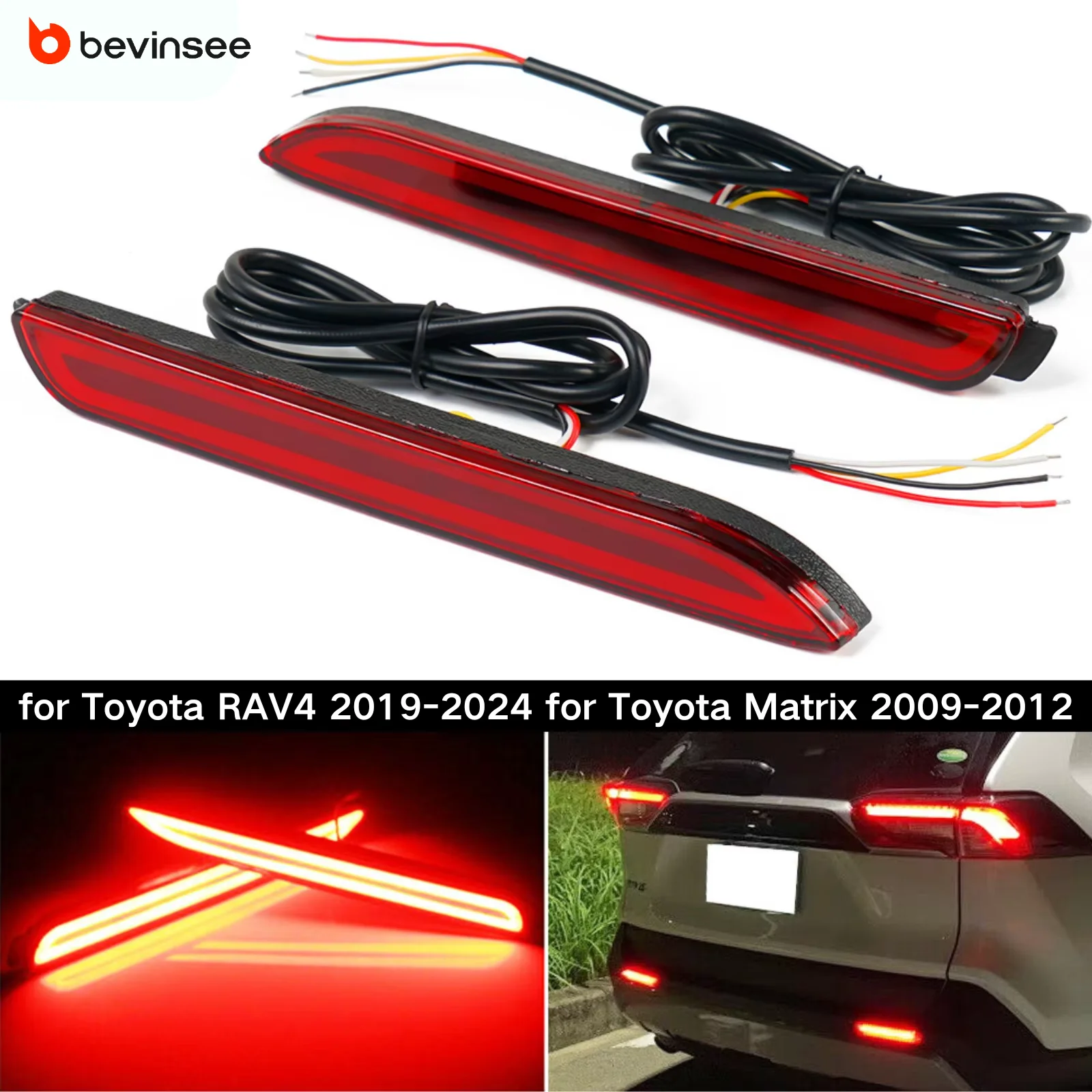

2x LED Rear Bar Lights for Toyota RAV4 2019-2024, for Toyota Matrix 2009-2012 Taillights Rear Bumper Light Red Warning Light 12V