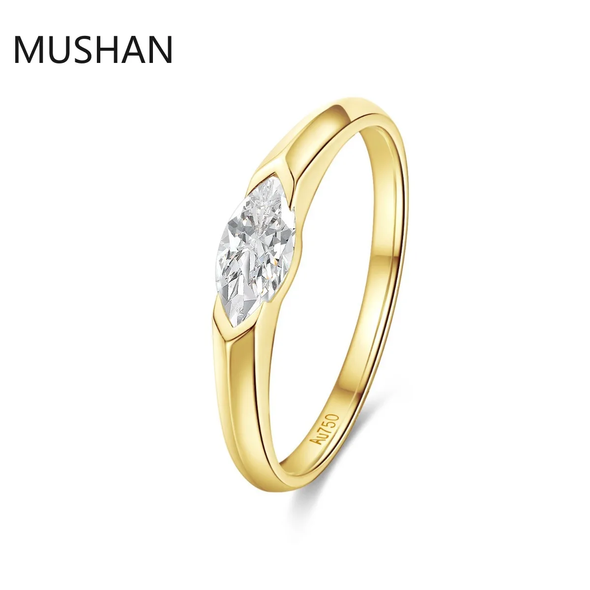 MUSHAN Luxury Custom 14K 18K Gold Rings Band Jewelry With Moissanite Diamond Lab Grown Gemstones Diamond Wedding Ring For Women view 4