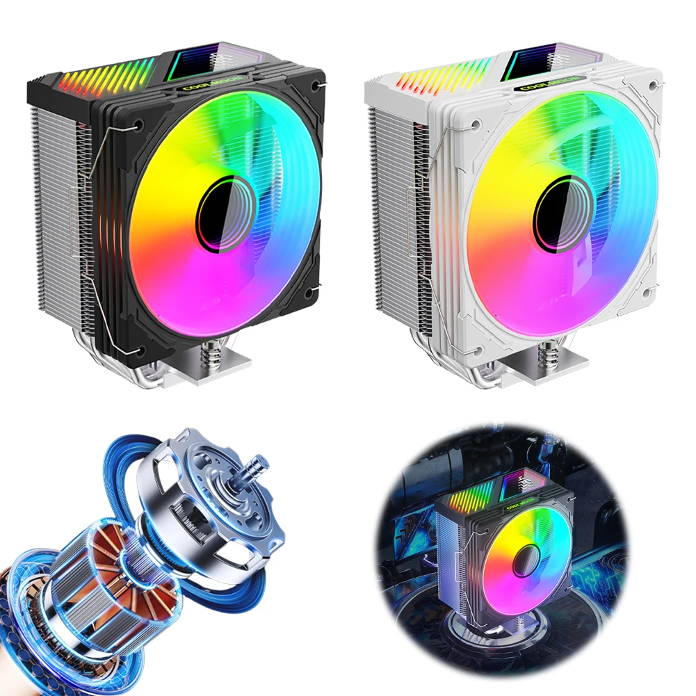 

CPU Air Cooler 6 Copper Heat Pipes High Airflow CPU Cooler ARGB PWM Cooling Fan CPU Cooler Case Fan Air Cooler