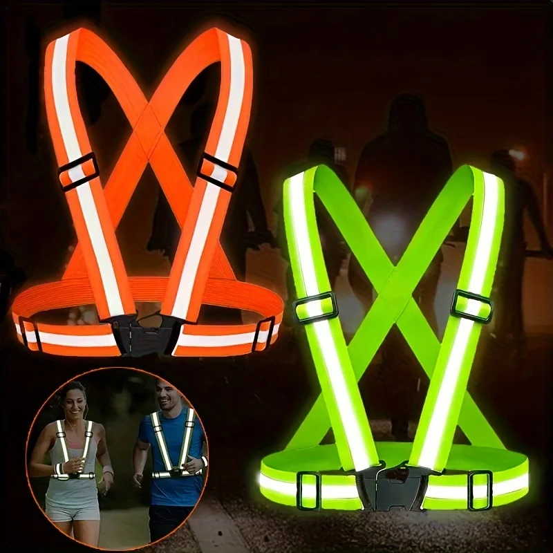 Highlight Reflective Straps Night Work Security Running Cycling Safety Reflective Vest High Visibility Reflective Safety Jacket