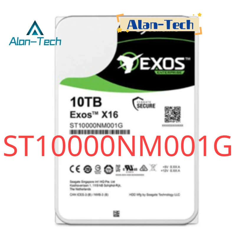 ST10000NM001G Exos X16 10TB Internal Hard Drive Enterprise HDD - 3.5 Inch 512e/4Kn SATA 6Gb/s, 7200RPM, 256MB Cache,