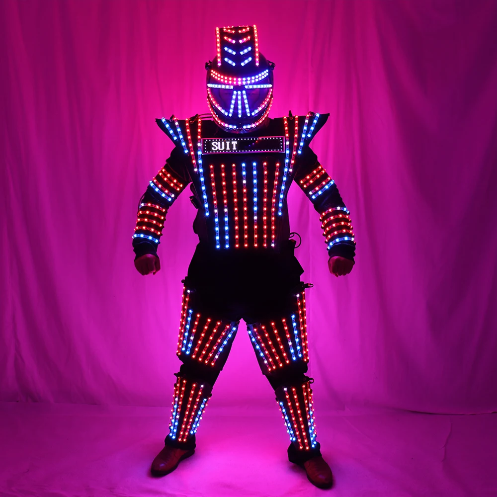 Full Color LED Robot Suit Laser Predator Costume Chest Screen Stage Dancer Iron Soldier Wearing Cosplay Suit for Nightclub