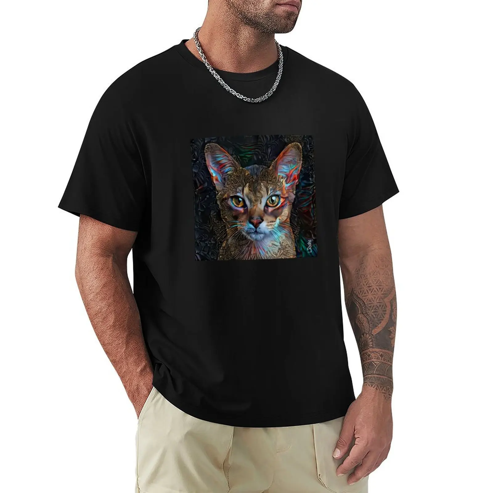 Camiseta con estampado elegante de Abby, gato, gatos, chat, lea roche paintings, camiseta de manga corta