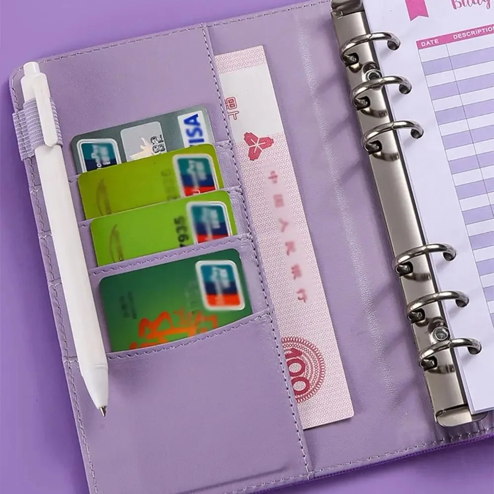 Creative Pu Leather Envelope Challenge Notebook Colorful Love Heart Loose-leaf Notebook a6 Budget Binder Challenge Budget Binder