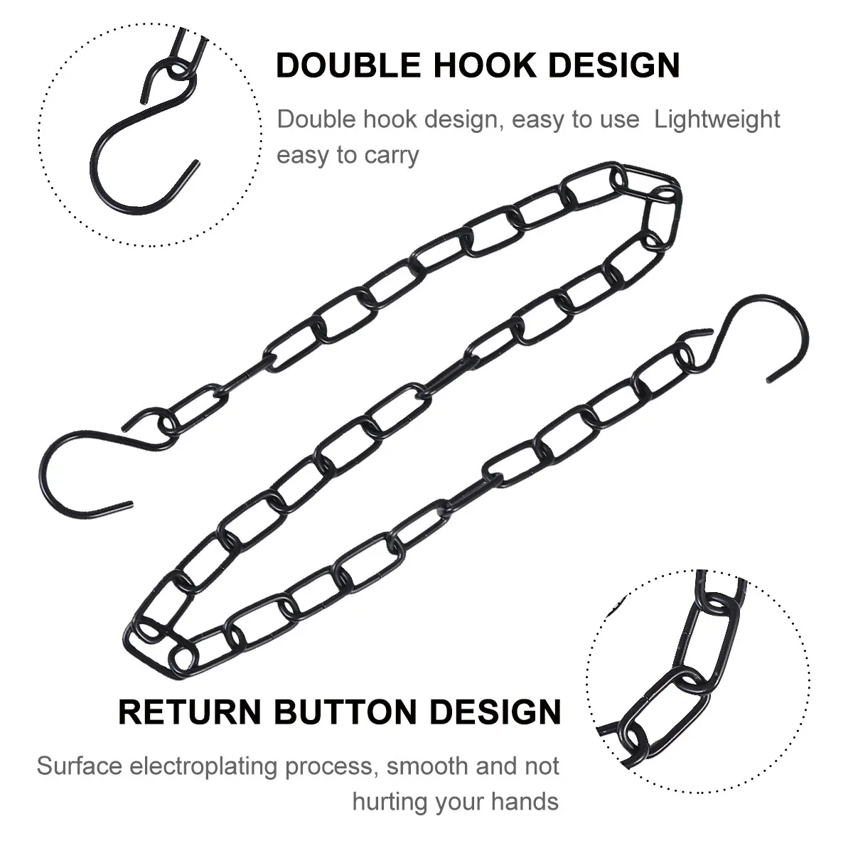 2mm Decorative Chain for Bird Feeder Planter Lantern Ornament High Quality Durable Double Hook Design Electroplated Smooth