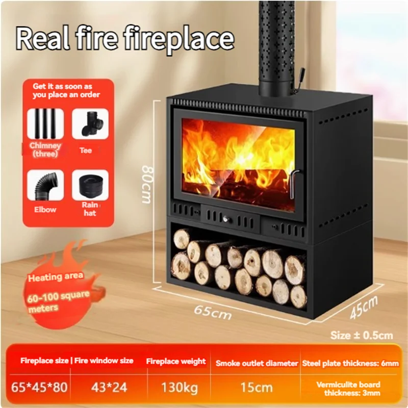 European Style Real Fire Fireplace Burning Wood and Firewood Winter Heating Stove Burning Fire Heating 90-110 Square Meters