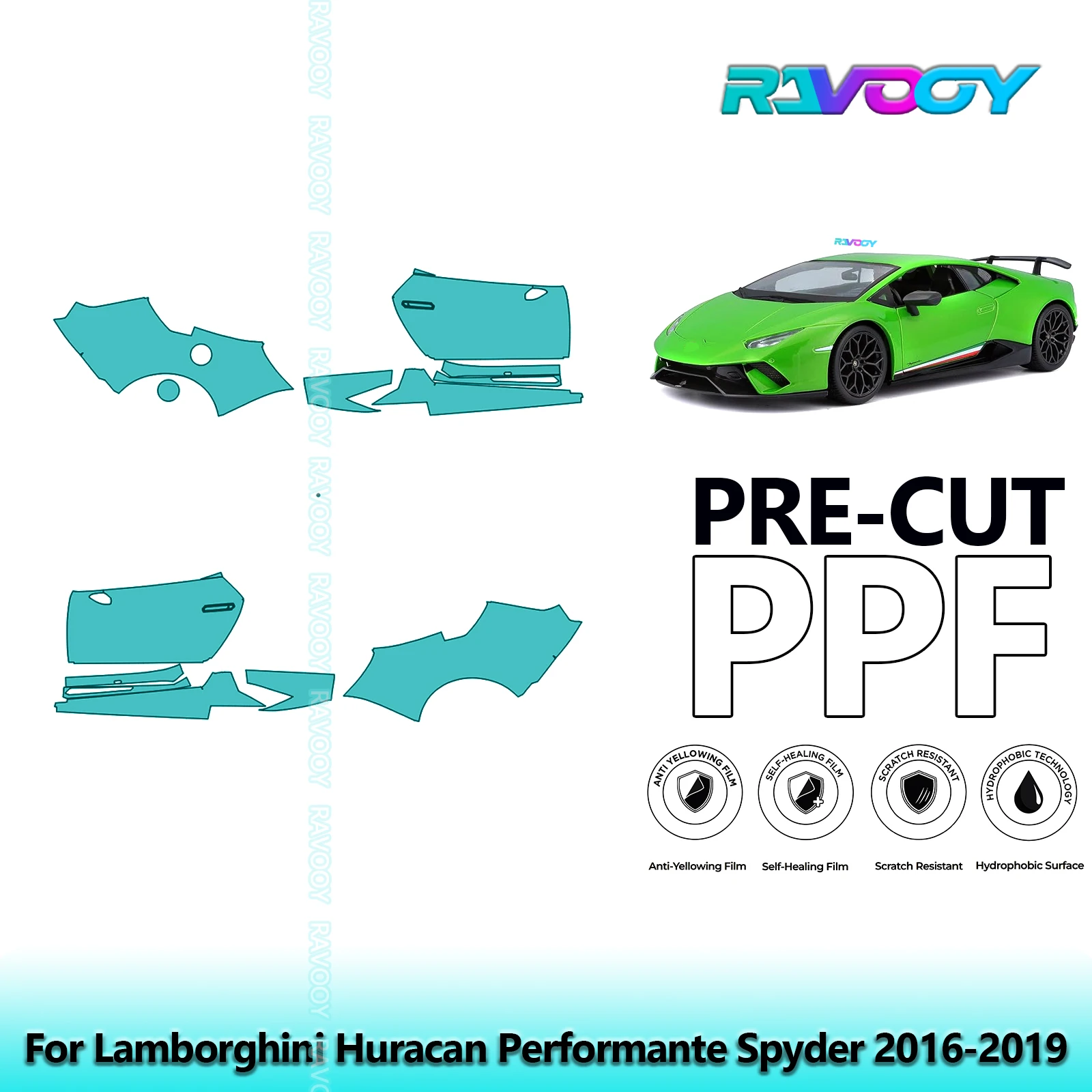 

For Lamborghini Huracan Performante Spyder 2016-2019 8.5mil Pre-Cut PPF Door & A/B Pillar Kit TPU Paint Protection Film Set