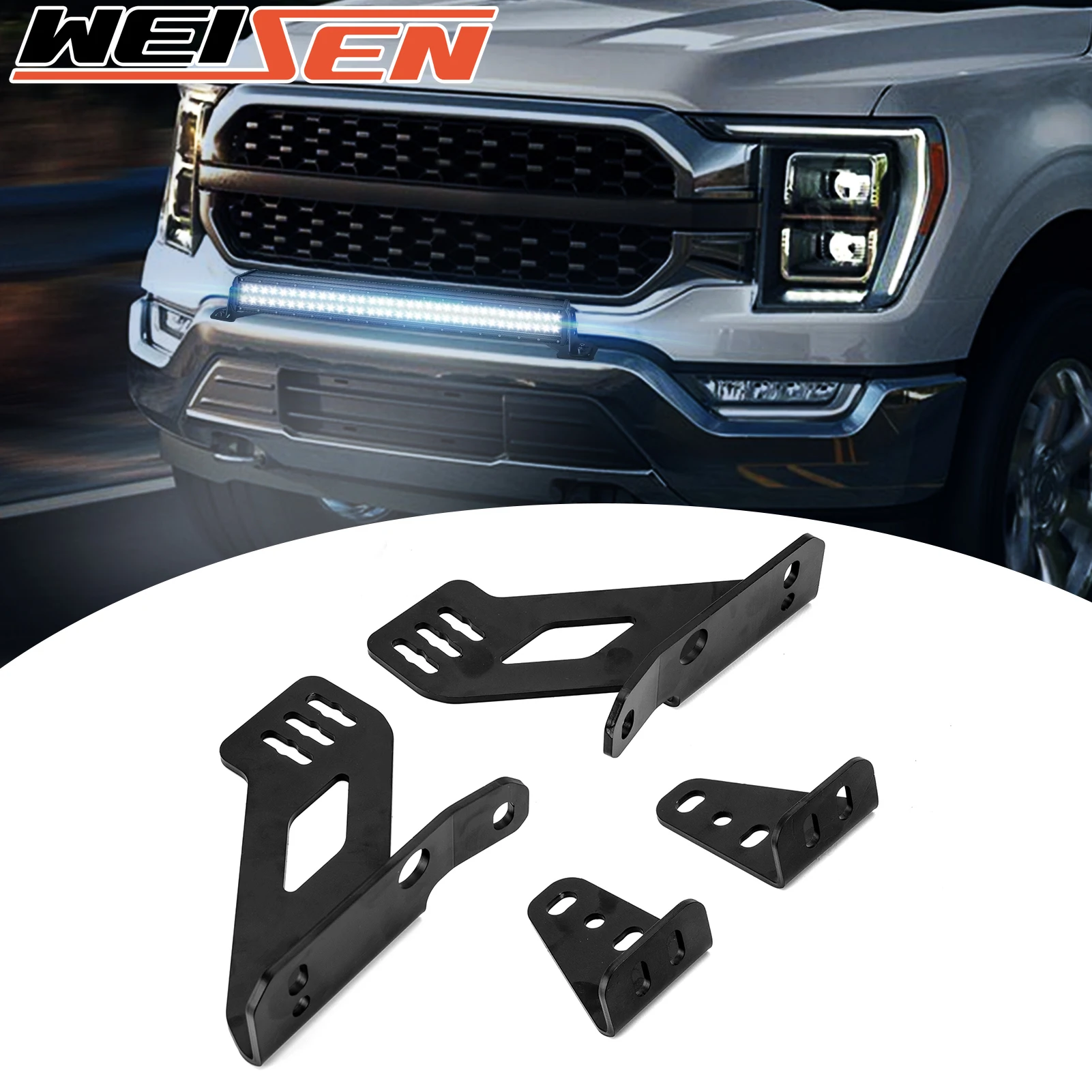 For 2021-2023 Ford F-150 Front Bumper LED Light Bar Mounting Bracket No Drill Fit 30-35