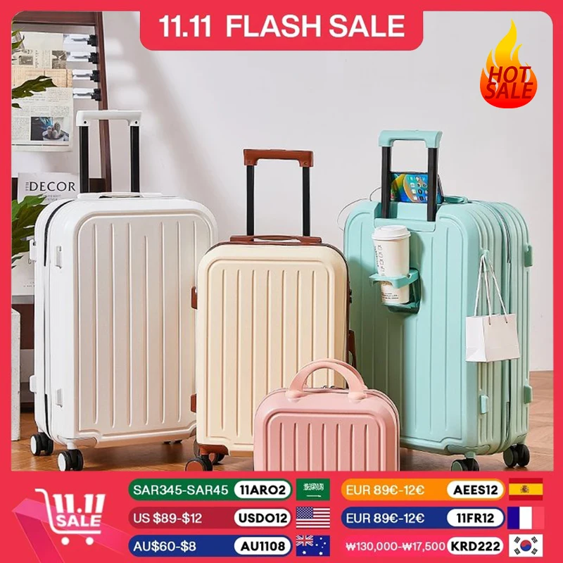 100% Aluminum Magnesium Alloy Travel Luggage Trolley Luggage 20 22 24 26 28 Inch Trolley Luggage Carry-On Luggage With Cup Holde