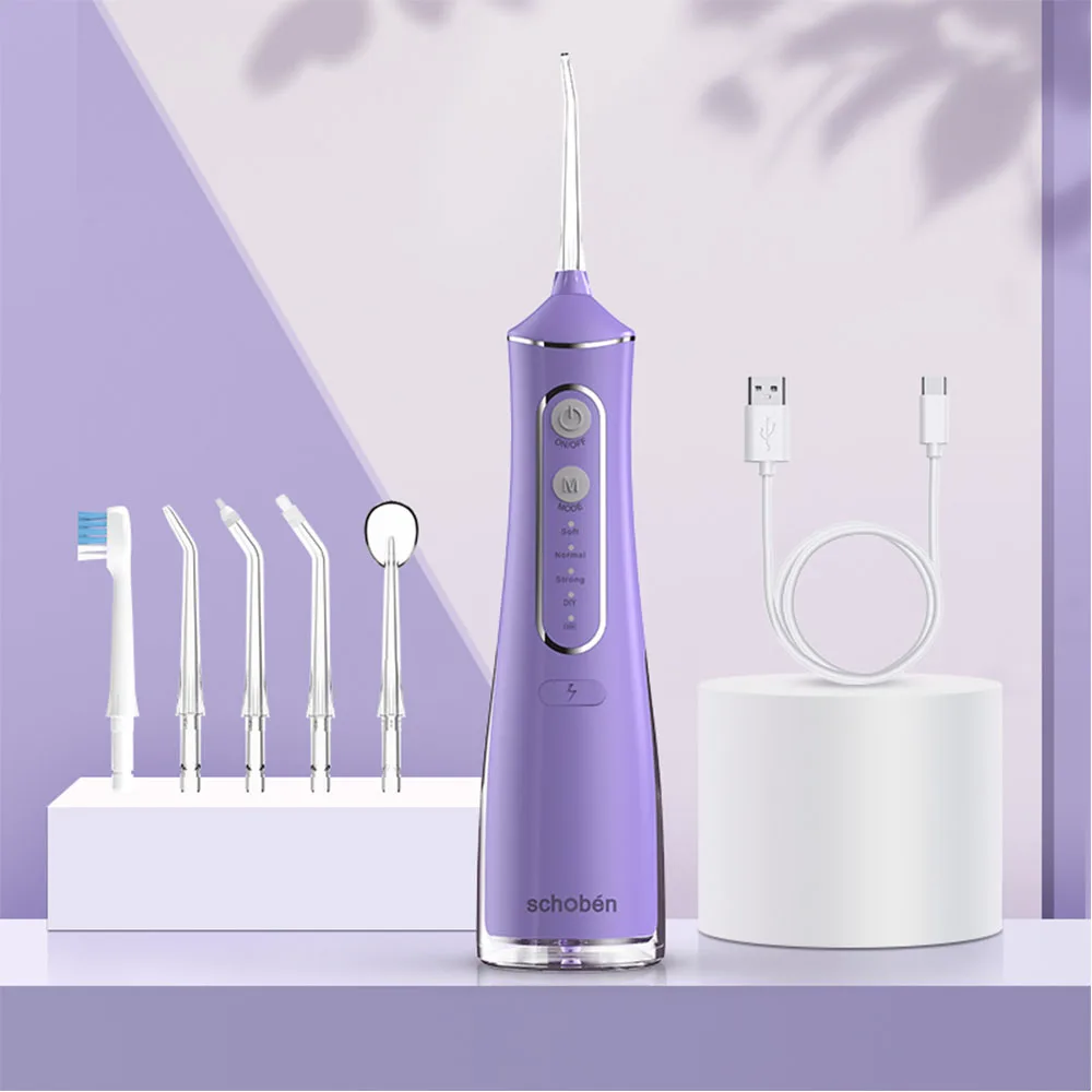 

Профессиональный зубной ирригатор — перезаряжаемый беспроводной ирригатор полости рта, оснащенный 5 насадок в 4 режимах, портативный для использования на открытом воздухе.