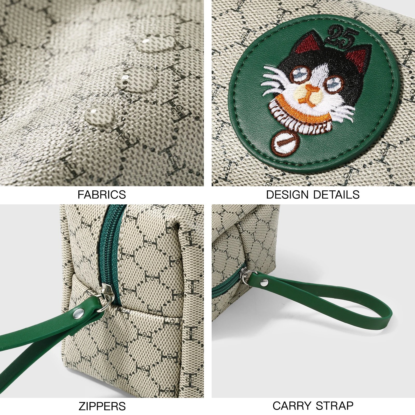 TOUTOU Women Wallet Card Holder Passport Cartoon Cat Short Wallet Zipper Around Clutch Purse Vintage Design Purse for Woman
