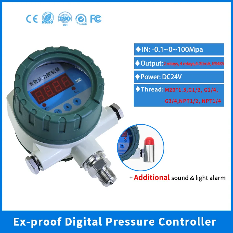 Explosion-proof Pressure Switch 4 Relay RS485 Digital Pressure Transmitter Meter Intelligent Pressure Alarm Controller