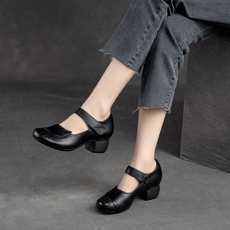 GKTINOO 2024 Penny Loafers Women Genuine Cow Leather Round Toe Thick Sole Slip-On Female Casual Platform Shoes Handmade