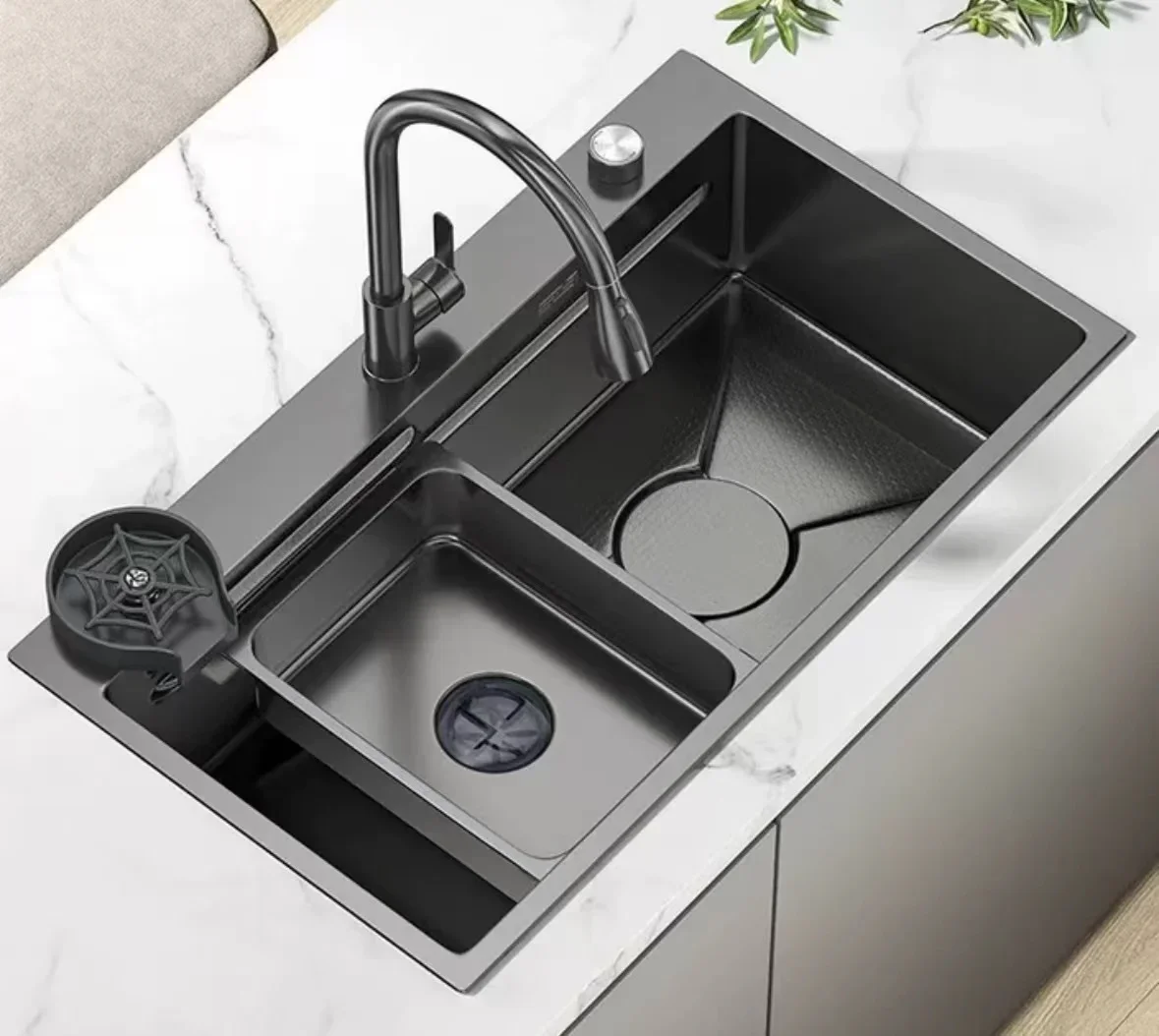 

Chinese retail hot selling nano black honeycomb single slot stainless steel kitchen sink