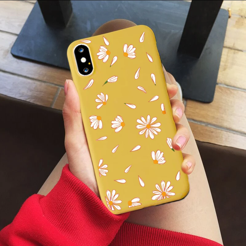 Phone Case For iPhone 14 13 12 11 Pro Max Mini X XS XR Funda For iPhone 7 8 Plus Art Floral Daisy Case Silicone Accessorie Cover