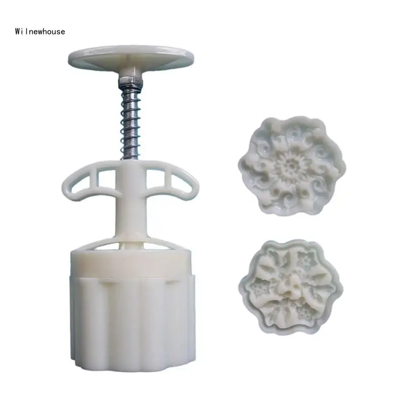 Hand-Pressure Moon Cake Molds 3D Flower Pattern Cookie Stamp Moon Cake Maker Dropship