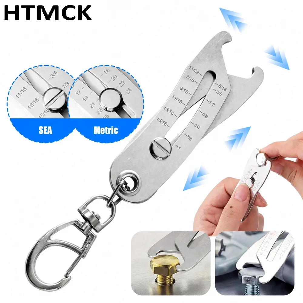 Precise Thread Size Checker Keychain Portable Caliper Gauge Metric/Imperial Hexagonal Nut Screw Thread Size Manual Measure Tools