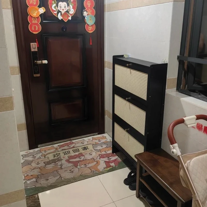 17 سنتيمتر خزانة خذاء رقيقة جدا للمدخل توفير المساحة الوجه متابعة رف الأحذية سعة كبيرة تخزين الرف المدخل الخيزران المنظم #6