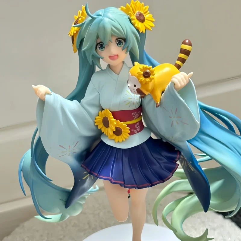 

In Stock Original Hatsune Miku Summer Festival Raccoon And Kimono Anime Girl Figures Ornaments Cute Toys Gifts Festival Gift