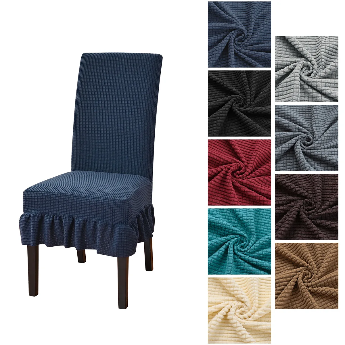 Jacquard Chair Cover Stretch Long Back Chair Covers Seat Covers With Back For Wedding Hotel Banquet Dining Room Chairs