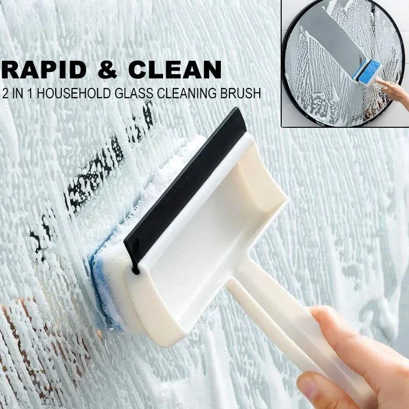 Double-sided Household Glass Shaving Tile Bathroom Cleaning Brush Wipe Window Wiper Scraper Cleaning Mirror