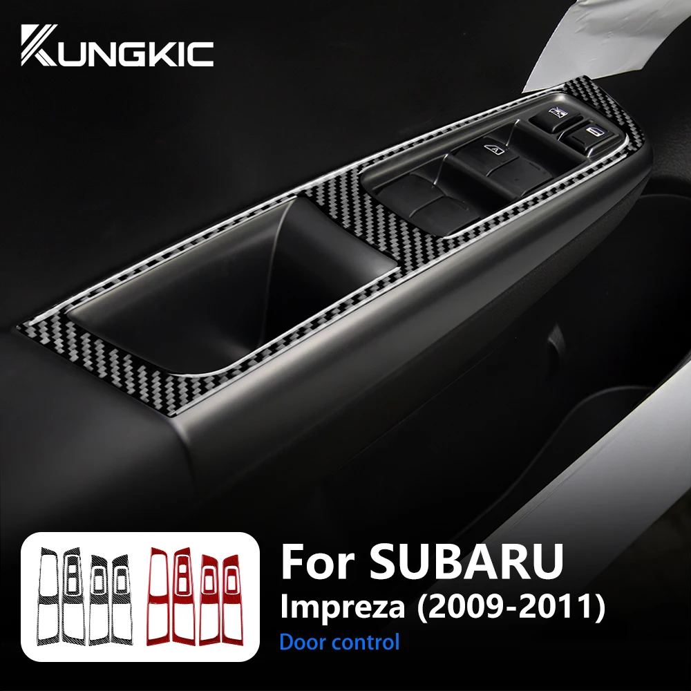 

Real Soft Carbon Fiber Door Window Switch Button Cover for Subaru Impreza 2009 – LHD/RHD Compatible, Car Interior Sticker Panel