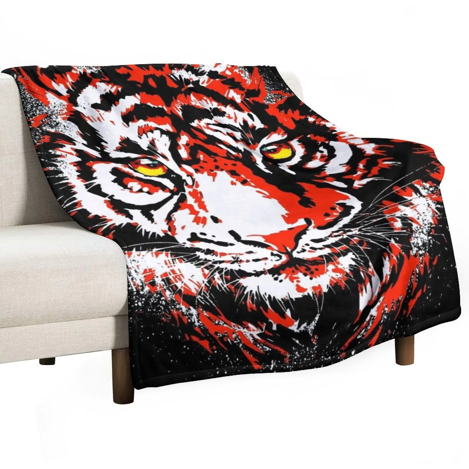 Red Tiger Head - Realistic Tiger Eyes Throw Blanket Soft Plaid blankets ands Custom christmas gifts Blankets