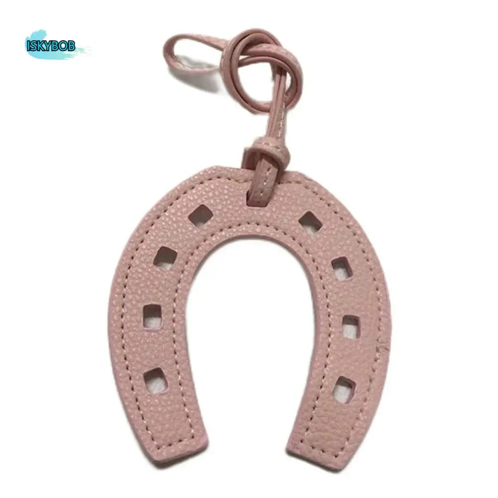 

2PCS Creative Casual Horse Hoof Pendant Fashion Solid Color Key Chain Exquisite Leather Purse Accessories School