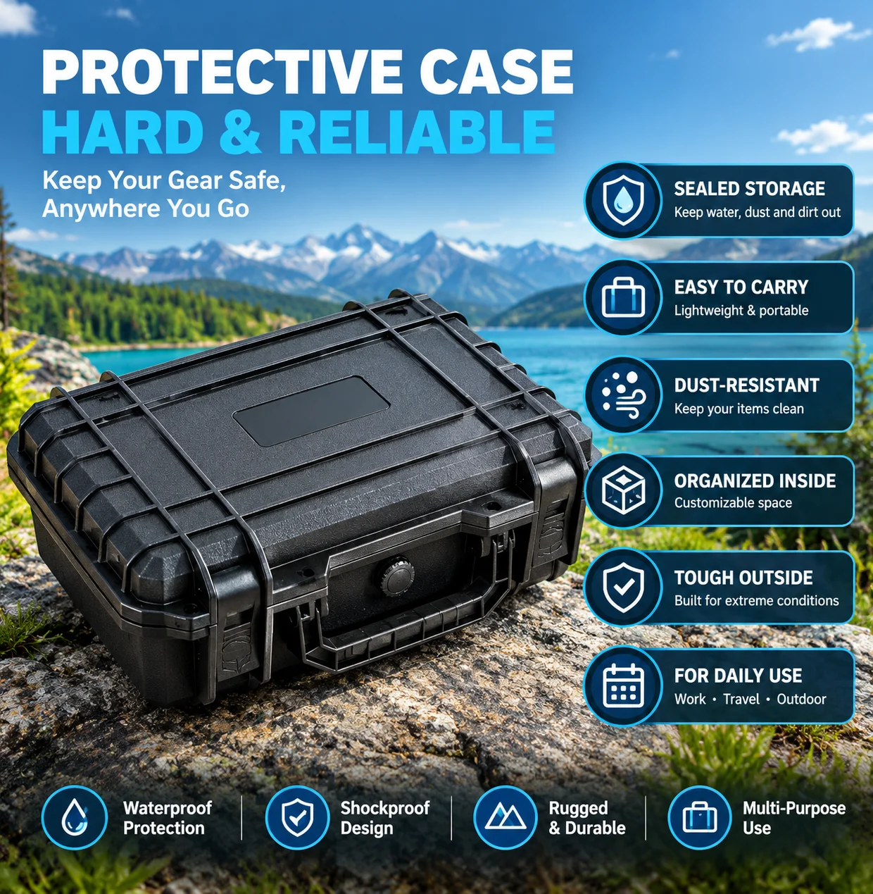 Multifunctional Portable Protective Safety Waterproof Anti‑fall Equipment Protection Box Camera Tool Accessories Storage Box.