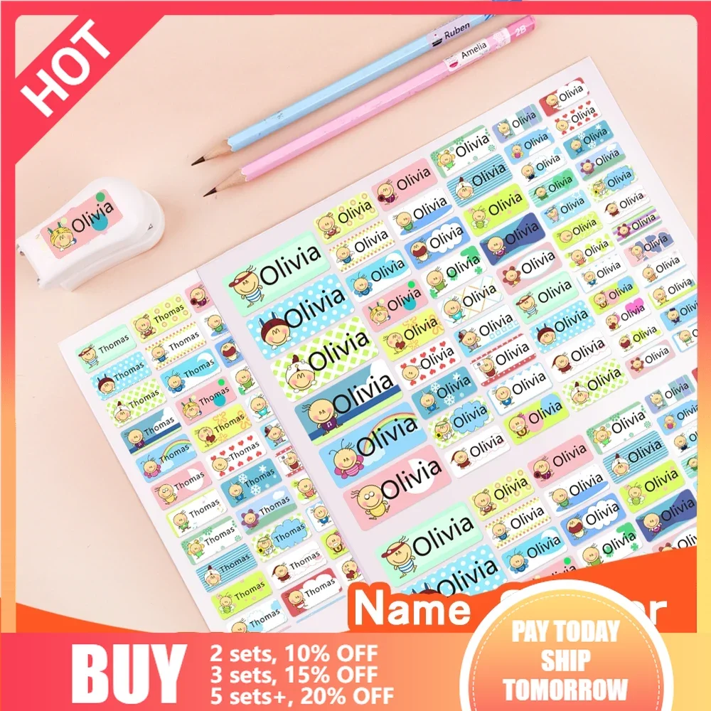 3size Multi Style Labels Personalized Name Sticker Waterproof Custom Stickers For Children School Stationery Water Bottle Office