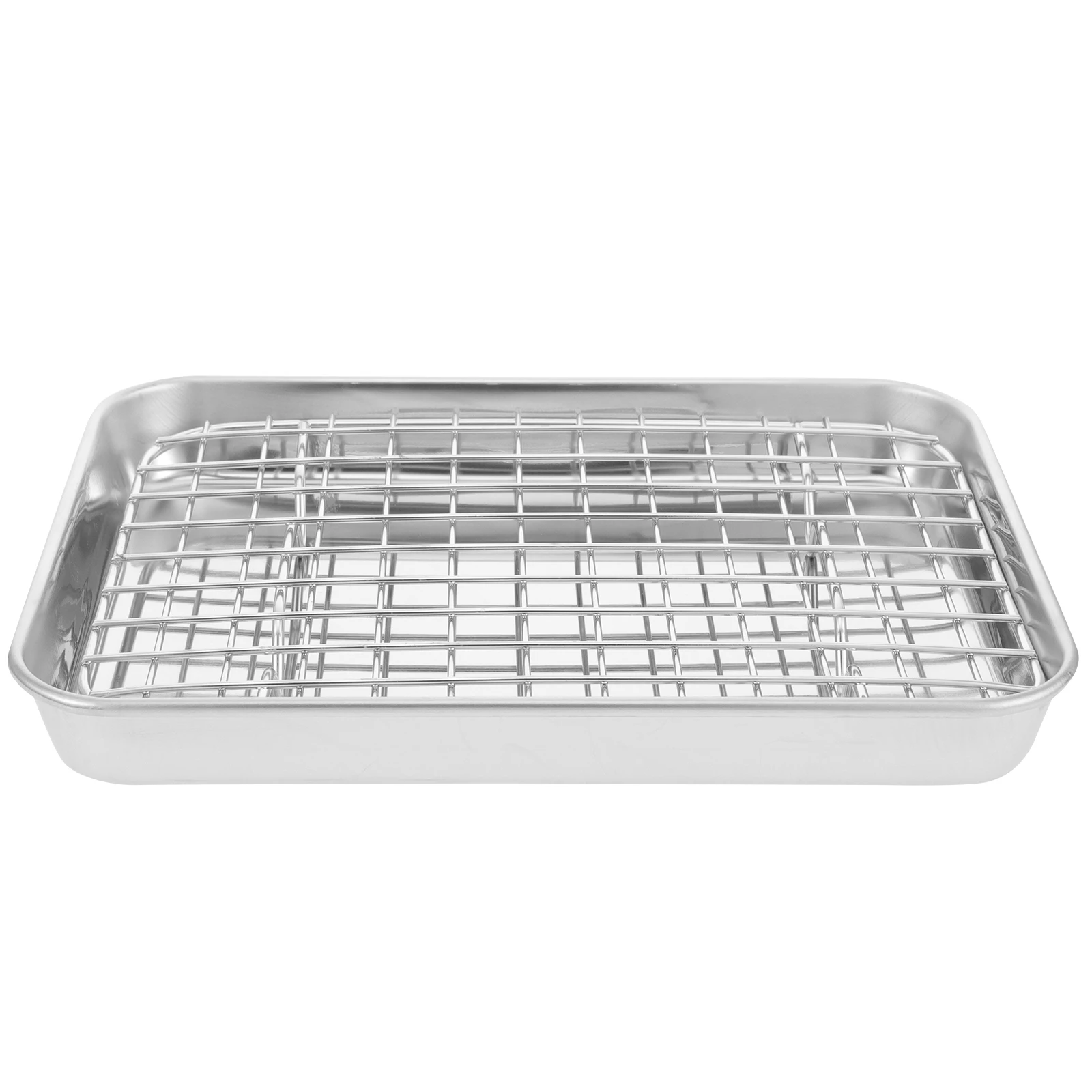 

Stainless Steel Pan Rack Set 23 5x17 5x2 5cm Oven Tray for Bread Meat Cake Easy Clean Baking Tray And Rack Set Dishwasher Safe