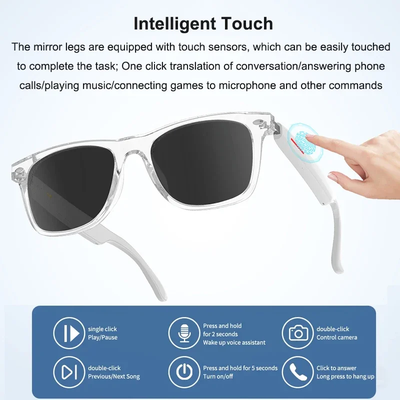 Slimme bril AI-taal Real-time vertaling Intelligente Touch Voice Assistant Bluetooth-oproep Headset Rijdende zonnebril