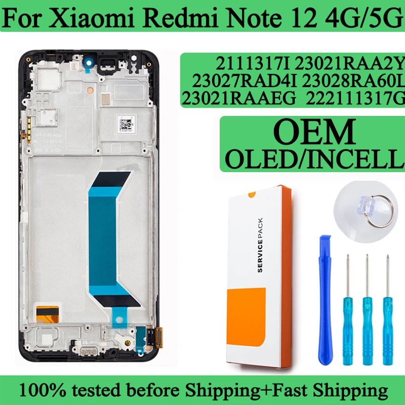 23021RAAEG 22111317I Premium Lcd For Xiaomi Redmi Note 12 4G Display Touch Screen Digitizer Panel Assembly For Redmi Note 12 5G