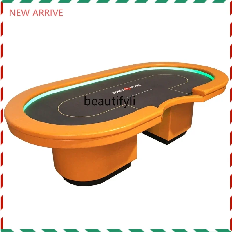 

ss newTexas Poker Table with Remote Control Atmosphere LED Light Color Changeable Chip Table with USB Interface