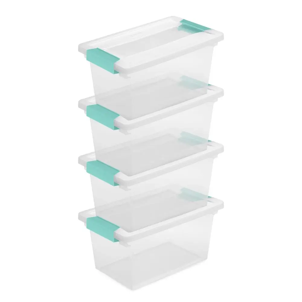 

16Pack Clip Box, Stackable Clear Plastic Bins with Latching Lids, Medium Writing, Arts or Crafts Supplies Storage Containers fo