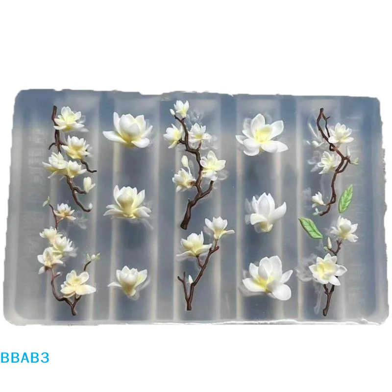 

3D Magnolia Flowers Nail Mold DIY Silicone Nail Tools Floral Petal Nail Design Molds Nail Art Carving Template Manicure Design