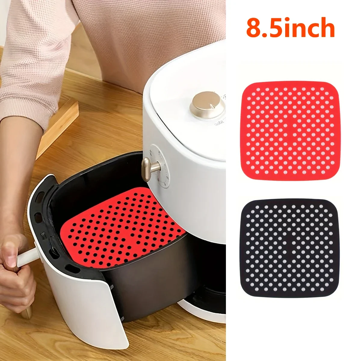 8.5 Inch Air Fryer Silicone Liners, Reusable Food-Grade Silicone Mat, Non-stick Heat Resistant Air Fryer Accessories